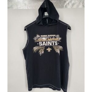 Tommy Bahama New Orleans Saints Hooded Sleeveless Shirt Men's Small‎ Black